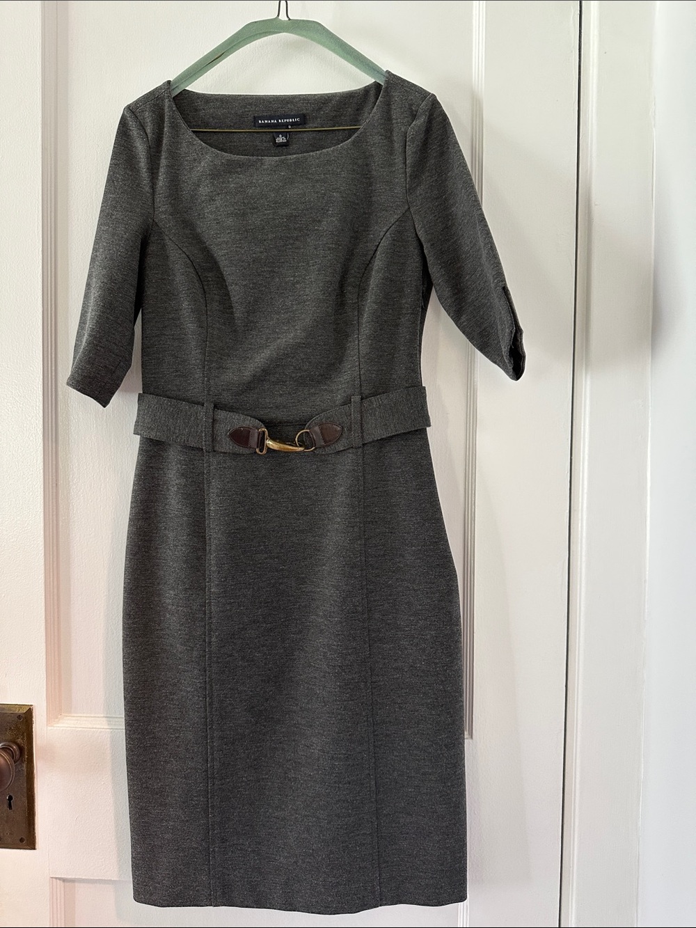 Banana Republic Charcoal Belted Sheath Dress